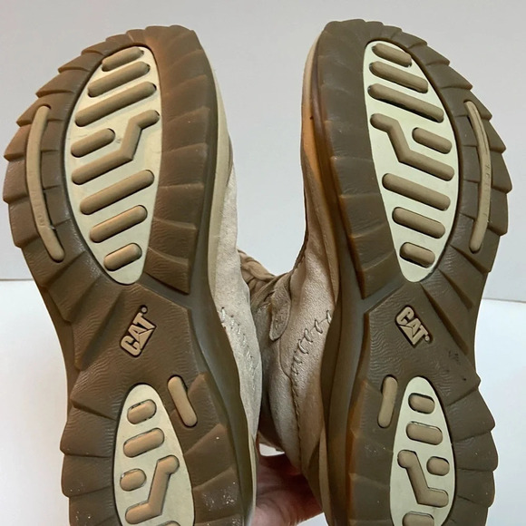 CAT Caterpillar Polartec  calf high Sherpa fleece beige suede boots Sz 6.5 - Picture 9 of 11